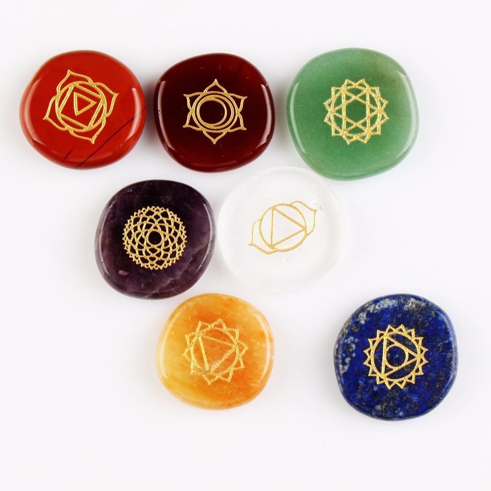 7 Chakras Natural Pocket Palm Stones