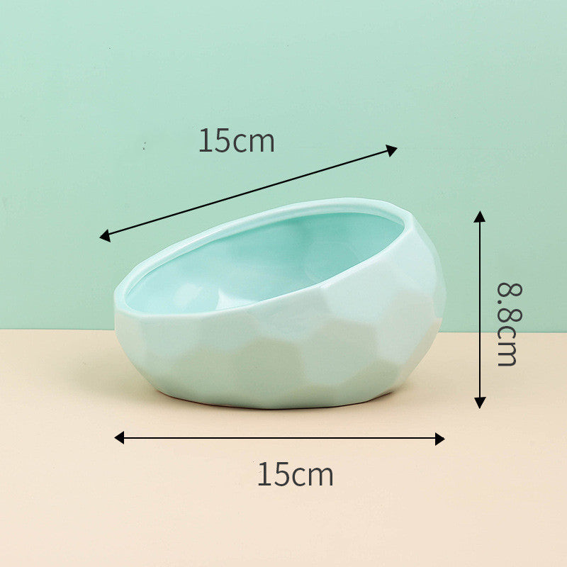 Pet Supplies Bowl Ceramic Cat Bowl Dog Bowl Oblique Mouth