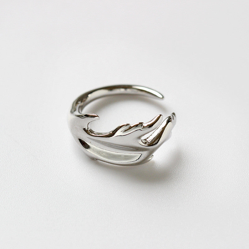 Japanese And Korean Style Irregular Ring Feather Open Ring Bracelet