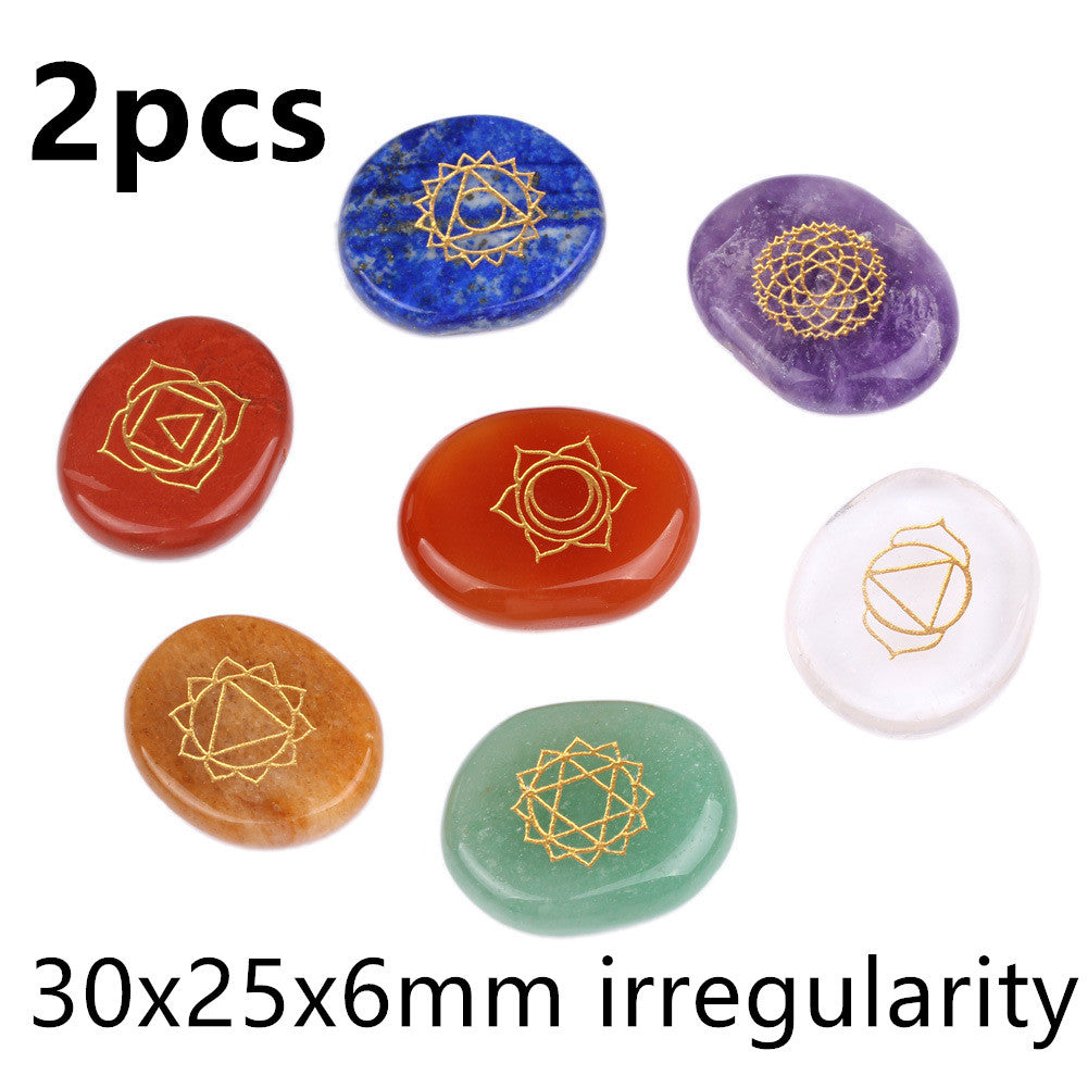 7 Chakras Natural Pocket Palm Stones