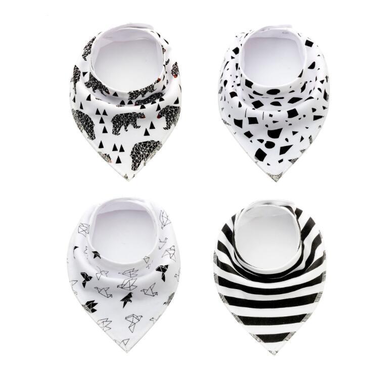 4pcs Lot Bibs Burp Cloth Print Arrow Wave Triangle Baby Bibs Cotton Bandana Accessories