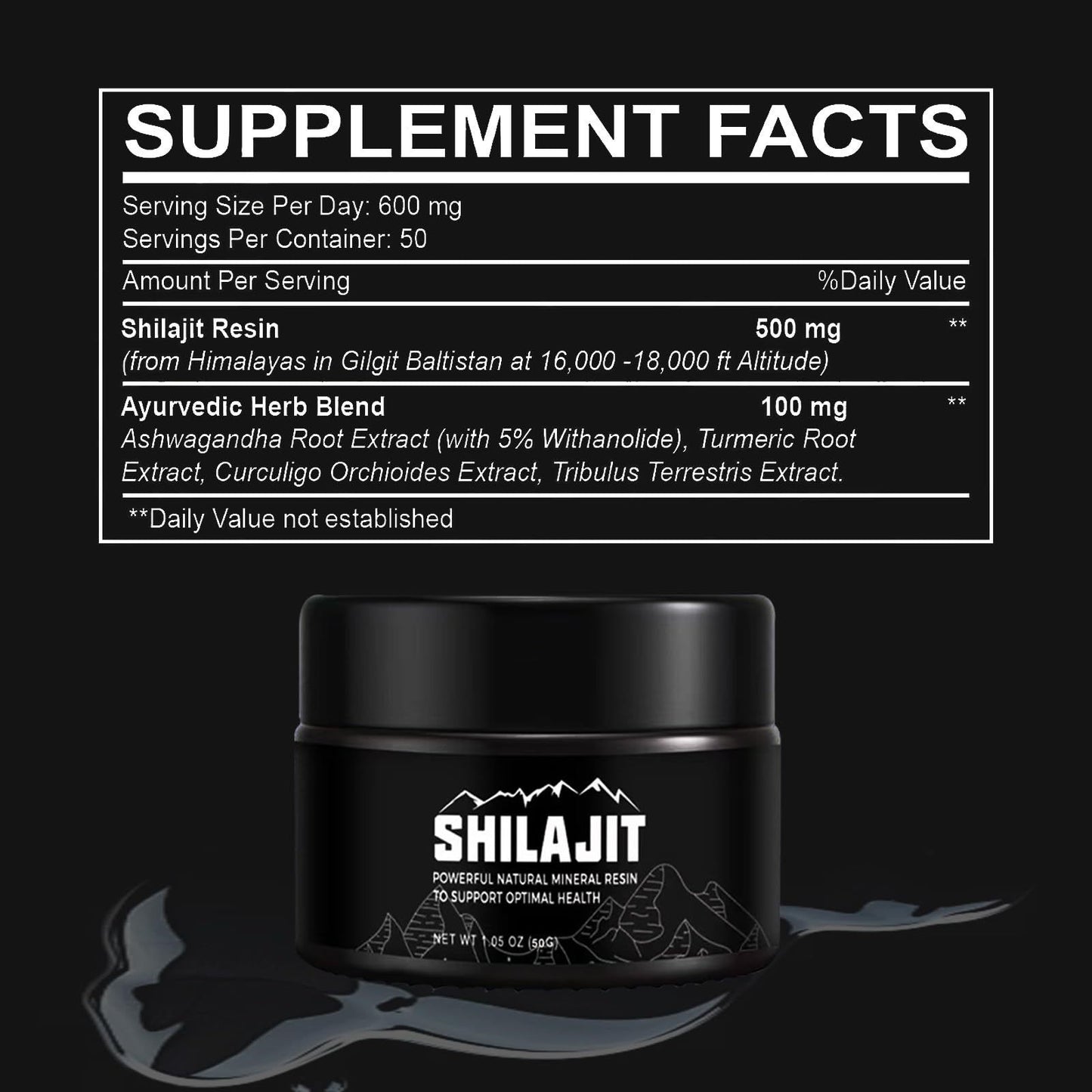 Shilajit Pure Himalayan  50 Grams Natural Organic Shilajit Resin,Golden Grade Shilajit Supplement For Men And Women With 80 Trace Minerals & Fulvic Acid For Energy, Immune Support