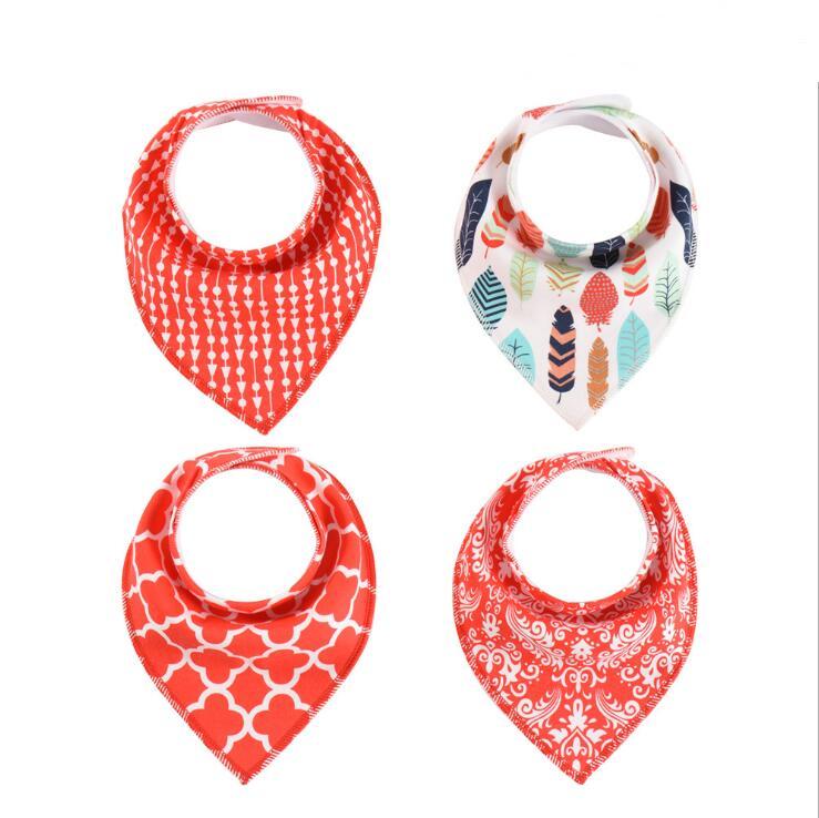 4pcs Lot Bibs Burp Cloth Print Arrow Wave Triangle Baby Bibs Cotton Bandana Accessories