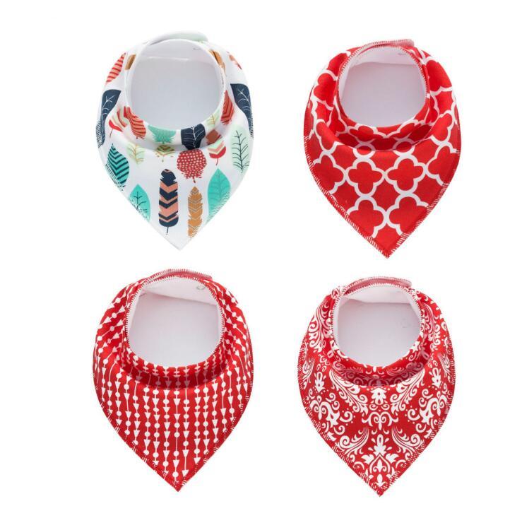 4pcs Lot Bibs Burp Cloth Print Arrow Wave Triangle Baby Bibs Cotton Bandana Accessories