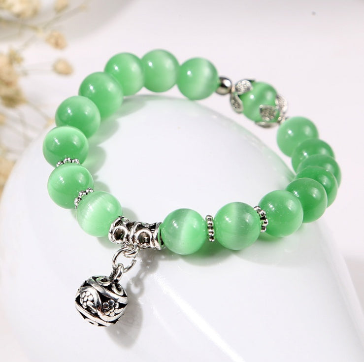 Natural opal beads bracelets crystal fashion women bracelet vintage stainless steel braceletes for women