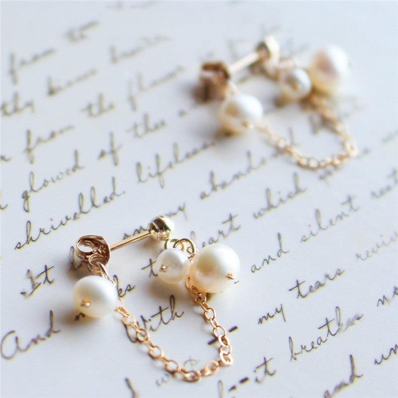 Freshwater Pearl Fringe Stud Earrings