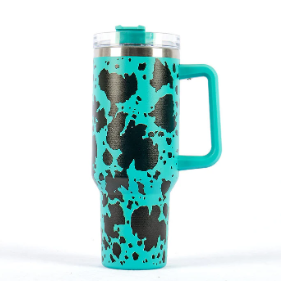 16 pics 40 oz. cow print tumbler