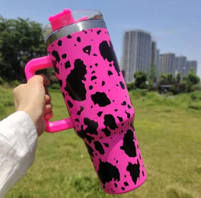 16 pics 40 oz. cow print tumbler