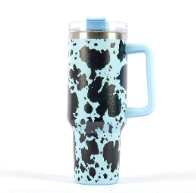 16 pics 40 oz. cow print tumbler