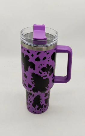 16 pics 40 oz. cow print tumbler